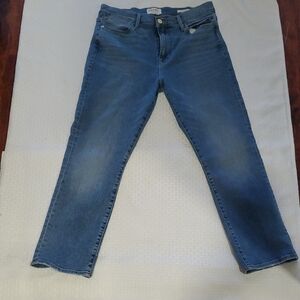 Frame  Le High Straigh Denim Blue Ankle Cropped Jeans